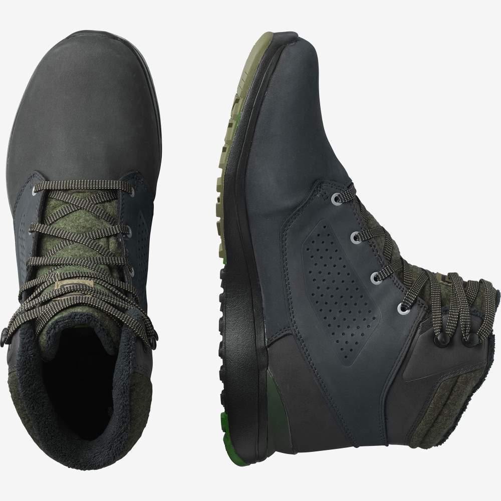 Black Green Salomon Utility Winter Climasalomon Waterproof Men's Walking Shoes | 154327AMQ