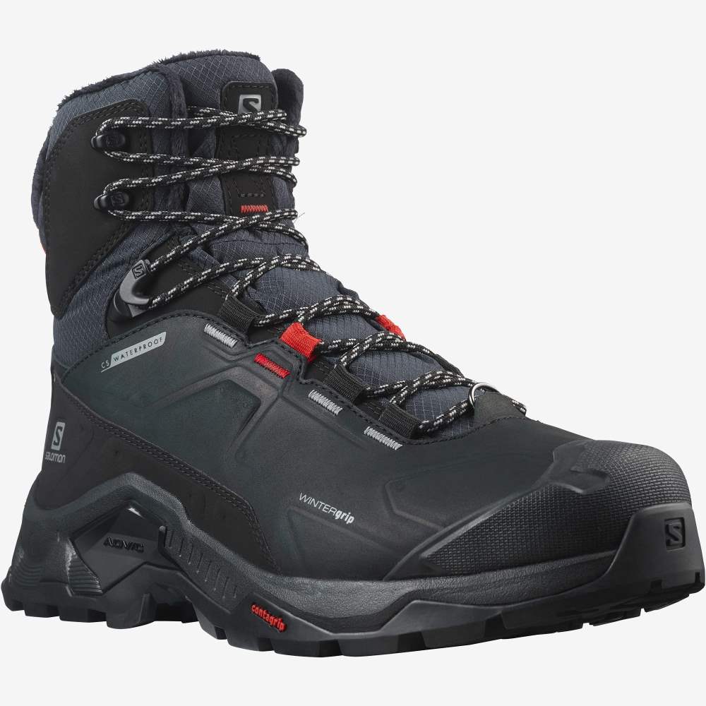 Black Salomon Quest Winter Thinsulate Climasalomon Waterproof Men's Walking Shoes | 286045SOE