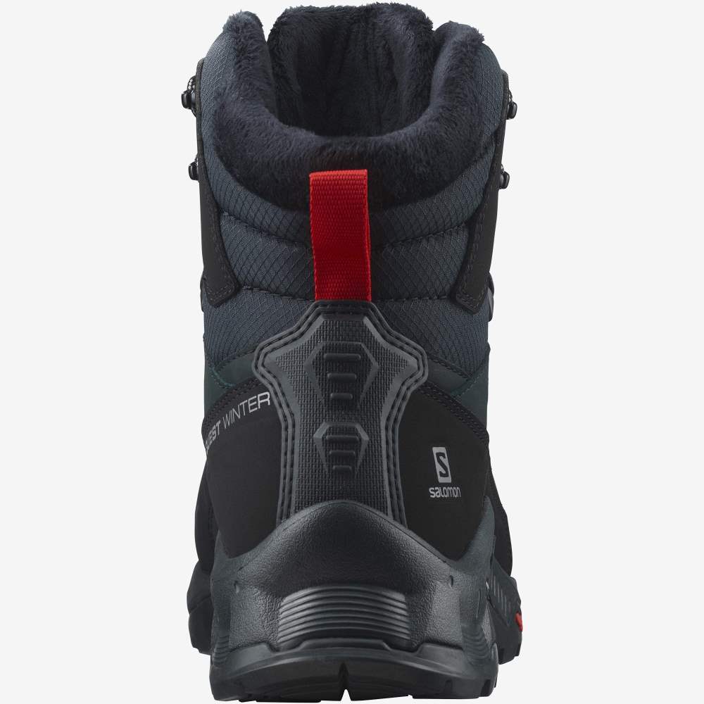 Black Salomon Quest Winter Thinsulate Climasalomon Waterproof Men's Walking Shoes | 286045SOE