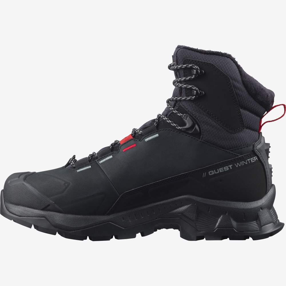 Black Salomon Quest Winter Thinsulate Climasalomon Waterproof Men's Walking Shoes | 286045SOE