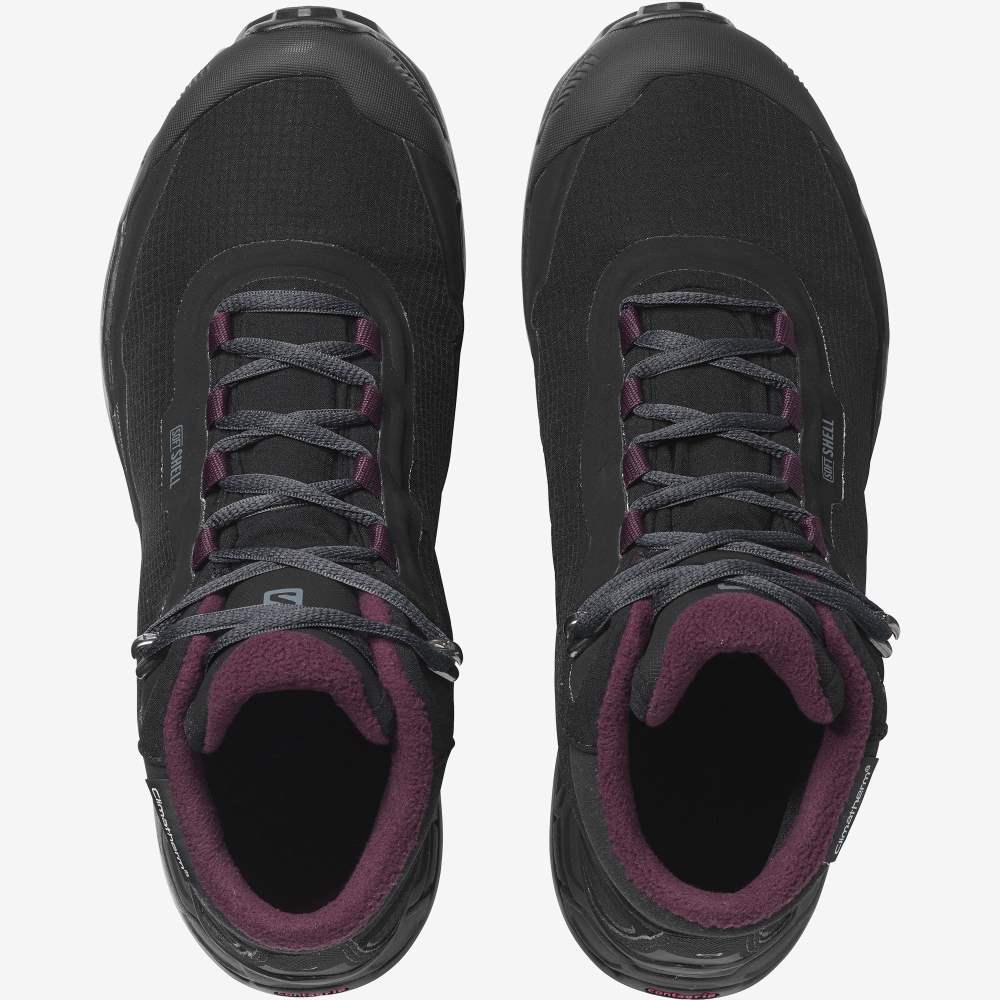 Black Salomon Shelter Climasalomon Waterproof Women's Walking Shoes | 015283RYM