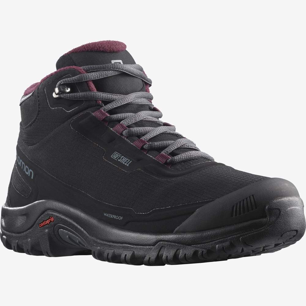 Black Salomon Shelter Climasalomon Waterproof Women's Walking Shoes | 015283RYM