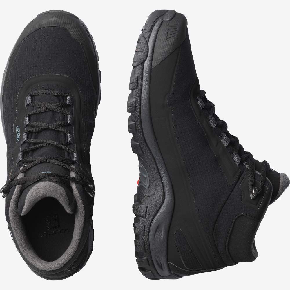 Black Salomon Shelter Climasalomon Waterproof Men's Walking Shoes | 159482PQF