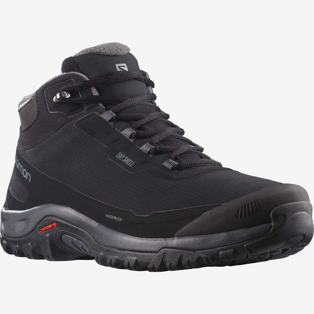 Black Salomon Shelter Climasalomon Waterproof Men's Walking Shoes | 159482PQF