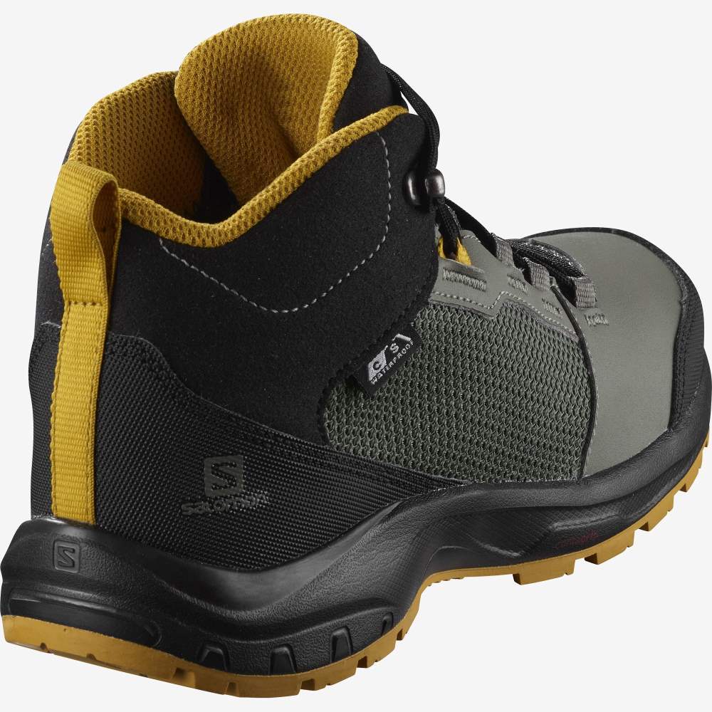 Grey Black Salomon Outward Climasalomon Waterproof Kids' Hiking Shoes | 187503YWM