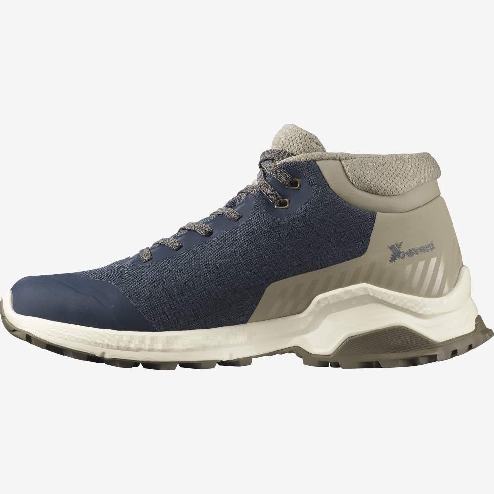 Navy Salomon X Reveal Chukka Climasalomon Waterproof Men's Walking Shoes | 938067WOQ