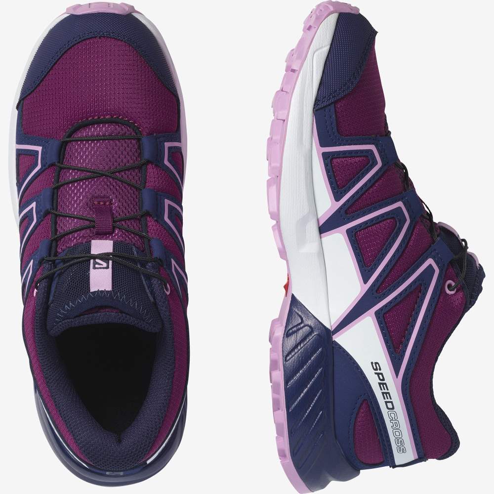 Purple Blue Salomon Speedcross Kids' Trail Running Shoes | 736145XPJ