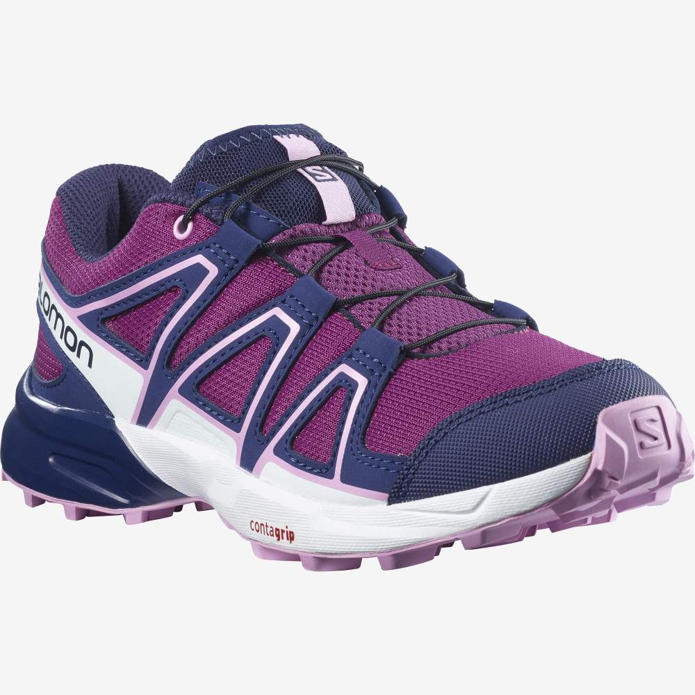 Purple Blue Salomon Speedcross Kids' Trail Running Shoes | 736145XPJ