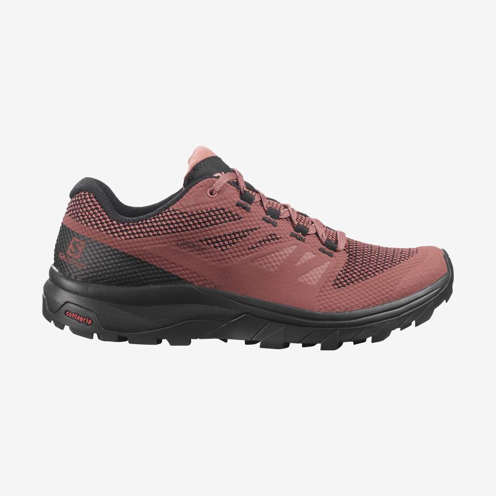 Black Red Salomon Outline Gore-Tex Women's Hiking Shoes | 917045LNZ