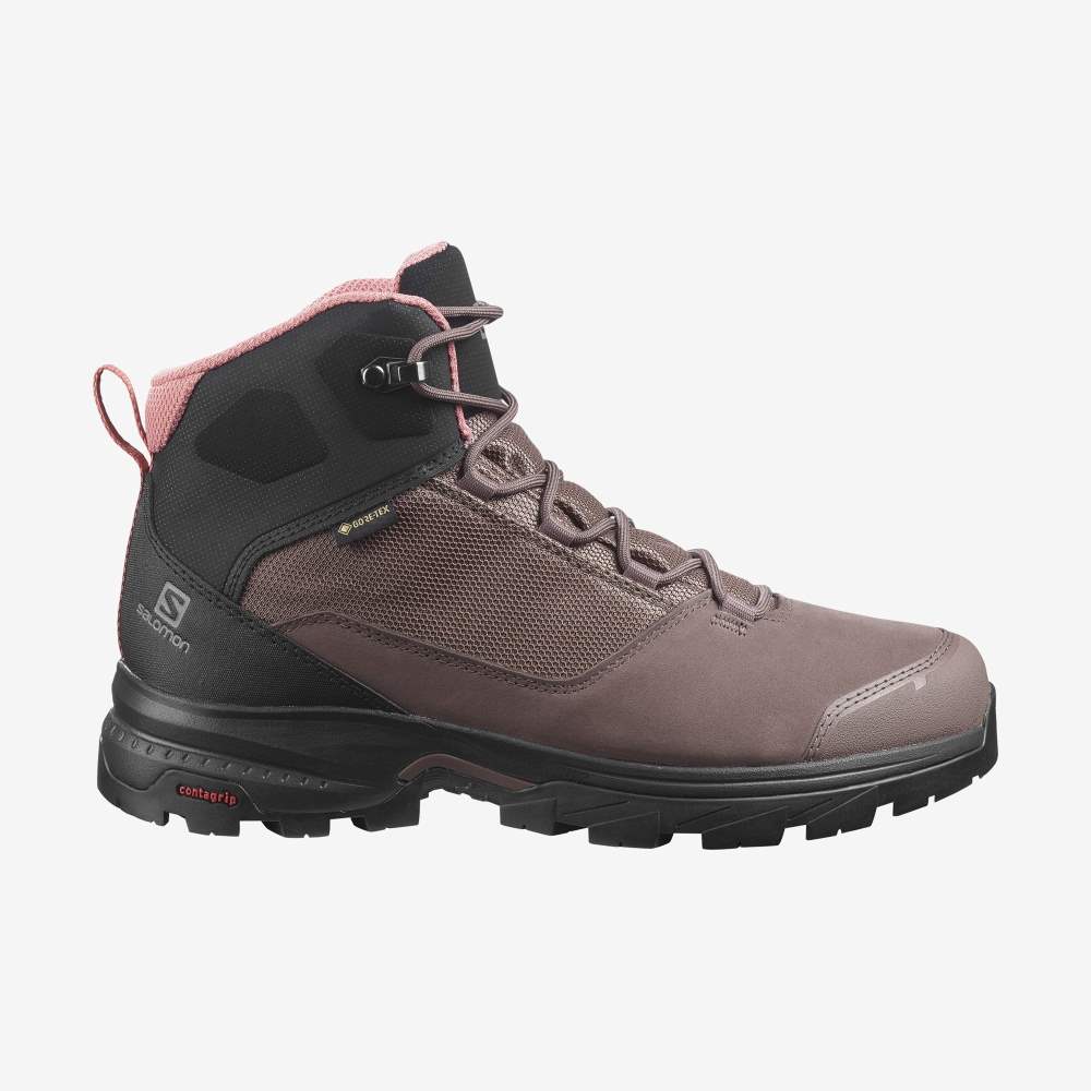 Black Red Salomon Outward Gore-Tex Women's Hiking Shoes | 849321PKY