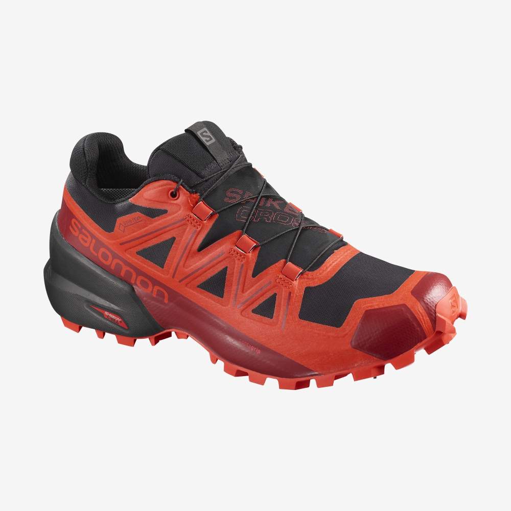 Black Red Salomon Spikecross 5 Gore-Tex Men's Trail Running Shoes | 140769ALC