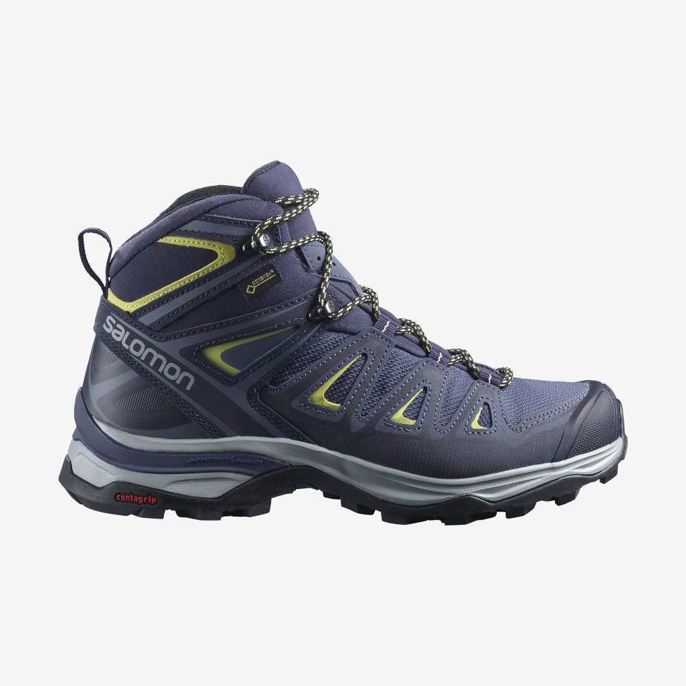 Blue Green Salomon X Ultra 3 Wide Mid Gore-Tex Women's Hiking Shoes | 960273HJS