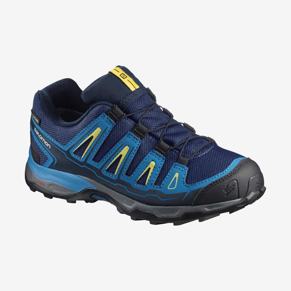 Blue Yellow Salomon X-Ultra Mid Gore-Tex Kids' Hiking Shoes | 325908ILU