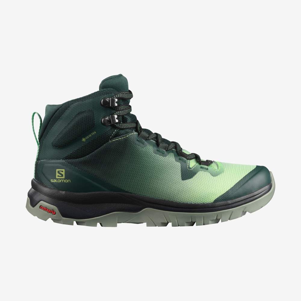 Green Grey Salomon Vaya Mid Gore-Tex Women's Hiking Shoes | 918342LWP