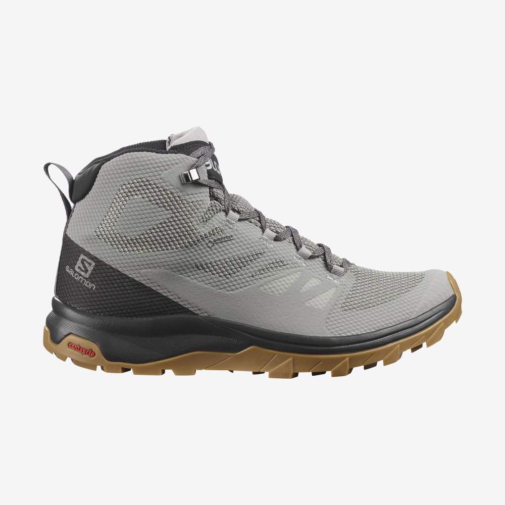 Grey Black Salomon Outline Mid Gore-Tex Men's Hiking Shoes | 104726PSE