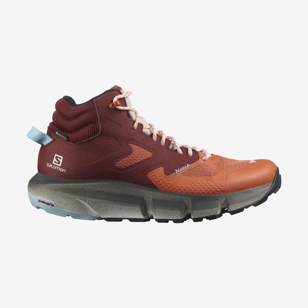 Orange Brown Salomon Predict Hike Mid Gore-Tex Women's Hiking Shoes | 175068SNO